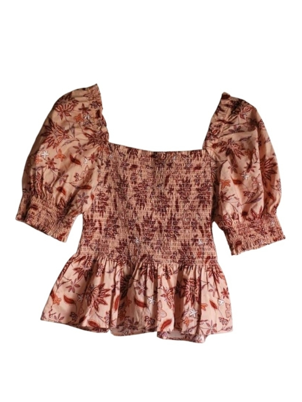 BB Dakota By Steve Madden Floral Smocked Peplum Top Medium